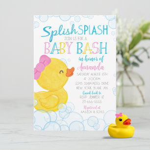 Meisje Rubber Duck Splish Splash Baby shower Kaart