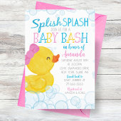 Meisje Rubber Duck Splish Splash Baby shower Kaart