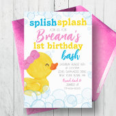 Meisje Rubber Duck Splish Splash Verjaardag Kaart