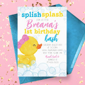 Meisje Rubber Duck Splish Splash Verjaardag Kaart