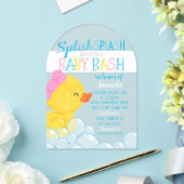 Meisje Rubber Ducky Baby shower Acryluitnodiging Acryl Uitnodigingen