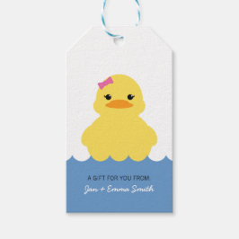 Meisje Rubber Ducky BABY SHOWER Favor Tag Cadeaulabel