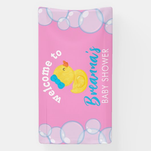Meisje Rubber Ducky Baby shower Welkom opknoping Spandoek (Verticaal)
