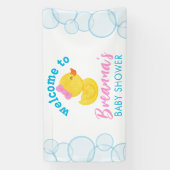 Meisje Rubber Ducky Baby shower Welkom opknoping Spandoek (Verticaal)