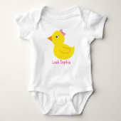 Meisje Rubber Ducky Duck Gepersonaliseerde Baby T- Romper (Voorkant)