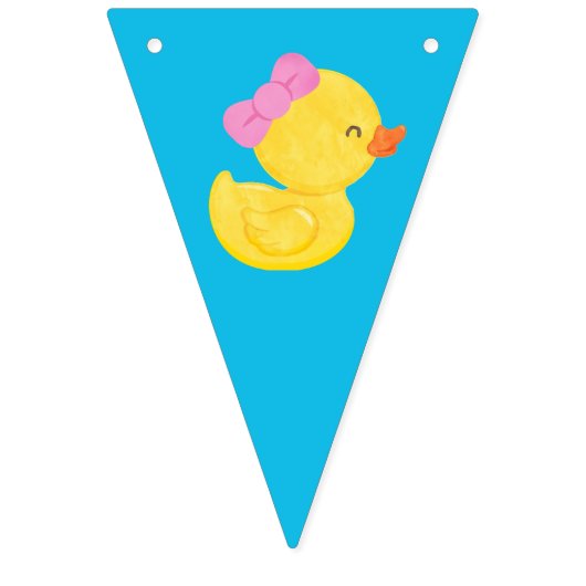 Meisje Rubber Ducky Gelukkige Verjaardag Bunting B Vlaggetjes (Eerste vlag)