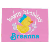 Meisje Rubber Ducky Gepersonaliseerde Verjaardag Groot Cadeauzakje (Achterkant)