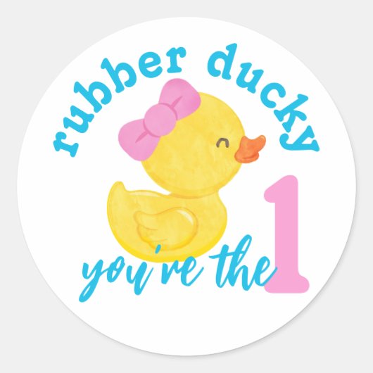 Meisje Rubber Ducky Je bent de One Birthday Sticke Ronde Sticker (Voorkant)