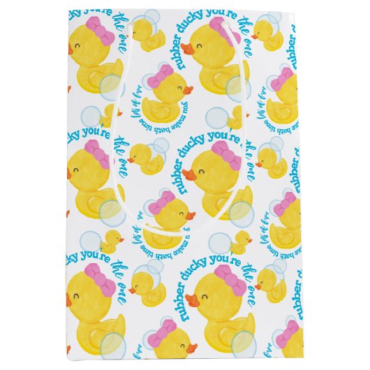 Meisje Rubber Ducky Je bent de One Party Medium Cadeauzakje (Voorkant)