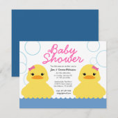 meisje rubber ducky TWIN BABY SHOWER uitnodiging (Voorkant / Achterkant)