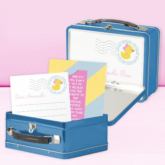 Meisje Rubber Eend 1e Verjaardag Time Capsule