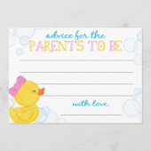 Meisje Rubber Eend Baby Advies voor Ouders Kaarten (Voorkant)