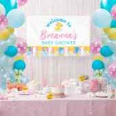 Meisje Rubber Eend Baby Shower Hangende Welkom Spandoek