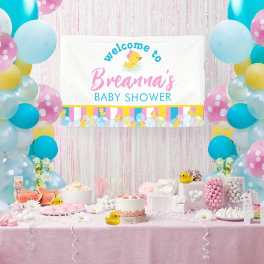 Meisje Rubber Eend Baby Shower Hangende Welkom Spandoek