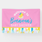 Meisje Rubber Eend Baby Shower Hangende Welkom Spandoek (Horizontaal)