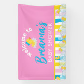 Meisje Rubber Eend Baby Shower Hangende Welkom Spandoek (Verticaal)