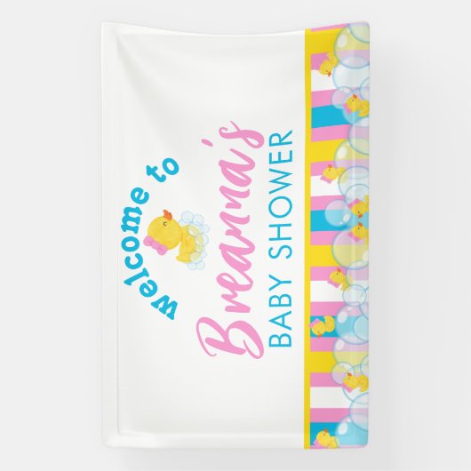 Meisje Rubber Eend Baby Shower Hangende Welkom Spandoek (Verticaal)