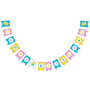 Meisje Rubber Eend Happy 1st Verjaardag Bunting Ba Vlaggetjes
