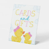 Meisje Rubber Eend Kaarten & Geschenken Reclamebord Met Voetstuk (Voorkant)