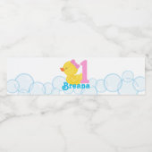 Meisje Rubber Eend Persoonlijke Waterfles Stickers (Enkel label)