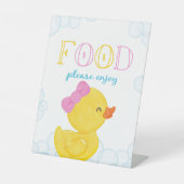 Meisje Rubber Eend Voedselfeest Reclamebord Met Voetstuk (Voorkant)