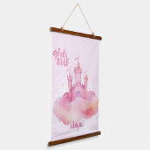 Meisje Rule Palace op de Pink Cloud aanpasbaar Hangend Wandkleed (Gebogen)