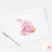 Meisje Rule Palace op de Pink Cloud aanpasbaar Ronde Sticker (Envelop)