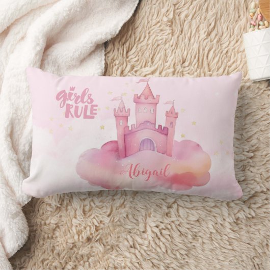 Meisje Rule Palace op de roze wolk Kussen (Deken)