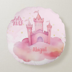 Meisje Rule Palace op de roze wolk Rond Kussen