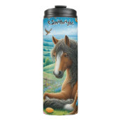 Meisje Rust Met Zachte Reuzenpaard In Bloem Thermosbeker (Voorkant)