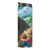 Meisje Rust Met Zachte Reuzenpaard In Bloem Thermosbeker (Geroteerd rechts)