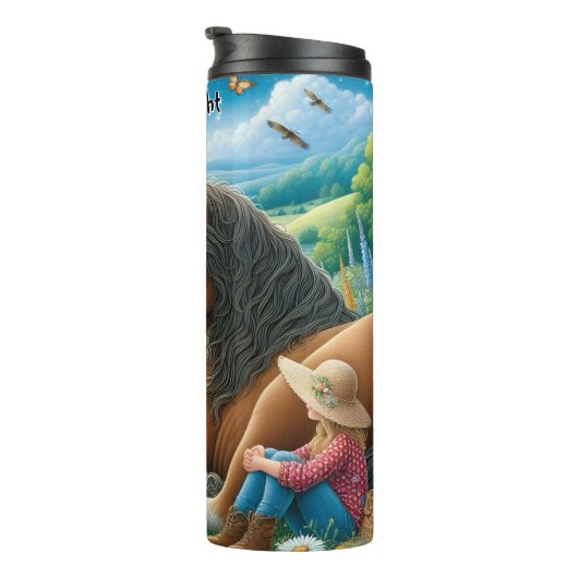 Meisje Rust Met Zachte Reuzenpaard In Bloem Thermosbeker (Geroteerd rechts)