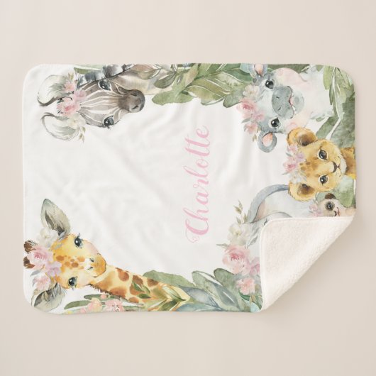 Meisje Safari Baby Baby Deken (Voorkant (horizontaal))