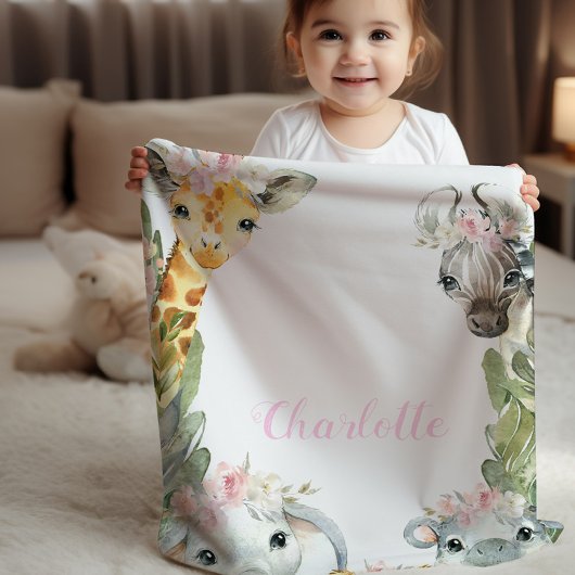 Meisje Safari Baby Baby Dekentje Sherpa Deken