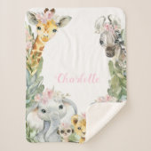 Meisje Safari Baby Baby Dekentje Sherpa Deken (Voorkant)