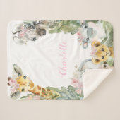 Meisje Safari Baby Baby Dekentje Sherpa Deken (Voorkant (horizontaal))