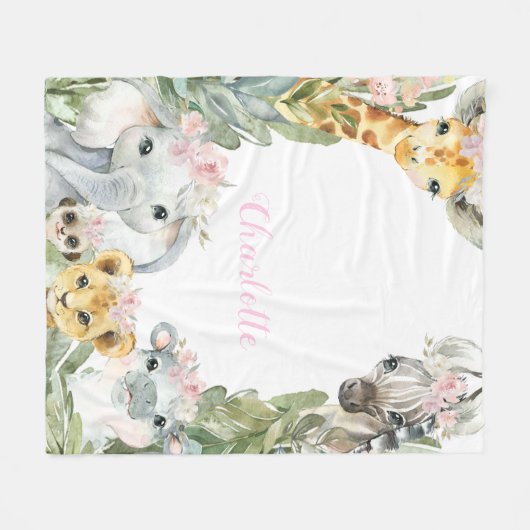 Meisje Safari Baby Deken (Voorkant (Horizontaal))