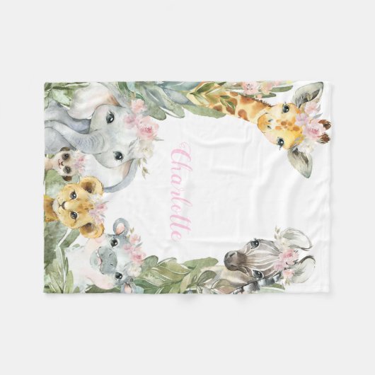 Meisje Safari Baby Deken (Voorkant (Horizontaal))