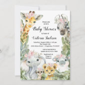 Meisje Safari Baby Douche Uitnodigingen (Voorkant)