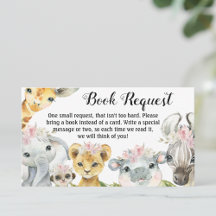 Meisje Safari Baby Shower Boek Verzoek Kaarten