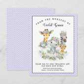 Meisje Safari Baby shower Dank u kaarten (Voorkant / Achterkant)