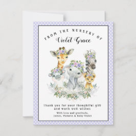 Meisje Safari Baby shower Dank u kaarten