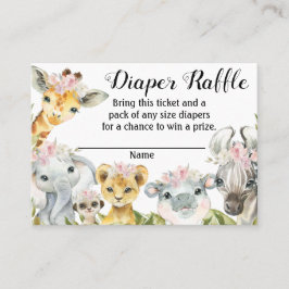 Meisje Safari Baby shower Luier Raffle Ticket