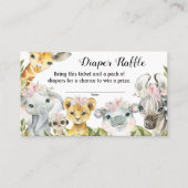 Meisje Safari Baby shower Luier Raffle Ticket (Voorkant)
