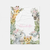 Meisje Safari Babydeken Fleece Deken (Voorkant)