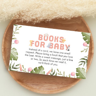 Meisje Safari Dier Baby Shower Boeken voor Baby Informatiekaartje
