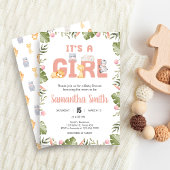 Meisje Safari Dier Baby Shower  Kaart