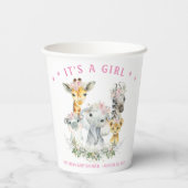 Meisje Safari Dier Baby shower Papier Cups Papieren Bekers (Achterkant)