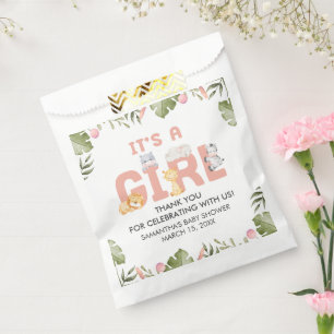 Meisje Safari Dieren Baby Shower Bedankzakje