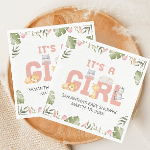 Meisje Safari Dieren Baby Shower Servet